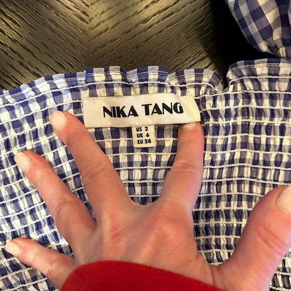 Nika Tang Raina top in purple and white gingham peplum top - Picture 6 of 13